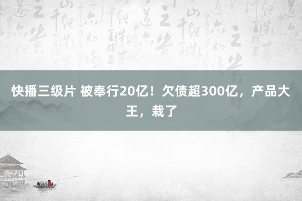 快播三级片 被奉行20亿！欠债超300亿，产品大王，栽了