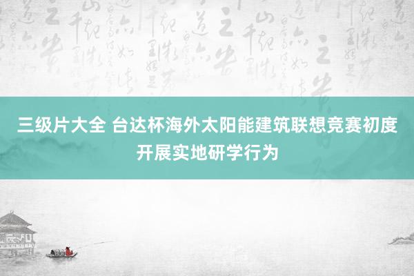 三级片大全 台达杯海外太阳能建筑联想竞赛初度开展实地研学行为