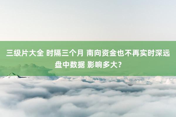 三级片大全 时隔三个月 南向资金也不再实时深远盘中数据 影响多大？