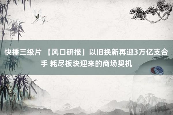 快播三级片 【风口研报】以旧换新再迎3万亿支合手 耗尽板块迎来的商场契机