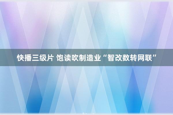 快播三级片 饱读吹制造业“智改数转网联”