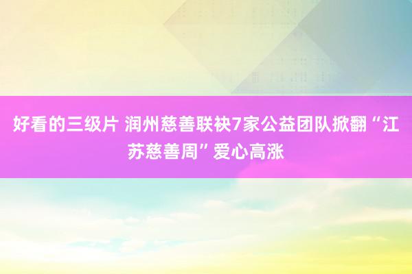 好看的三级片 润州慈善联袂7家公益团队掀翻“江苏慈善周”爱心高涨