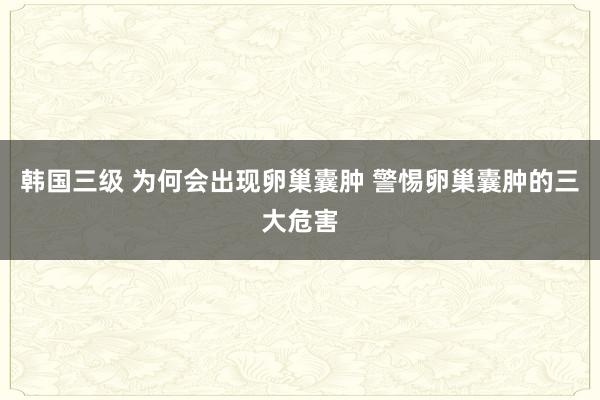 韩国三级 为何会出现卵巢囊肿 警惕卵巢囊肿的三大危害