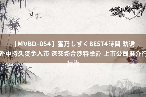 【MVBD-054】雪乃しずくBEST4時間 劝诱境外中持久资金入市 深交场合沙特举办 上市公司推介行为