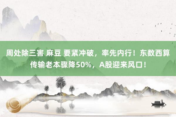 周处除三害 麻豆 要紧冲破，率先内行！东数西算传输老本骤降50%，A股迎来风口！