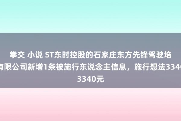 拳交 小说 ST东时控股的石家庄东方先锋驾驶培训有限公司新增1条被施行东说念主信息，施行想法3340元